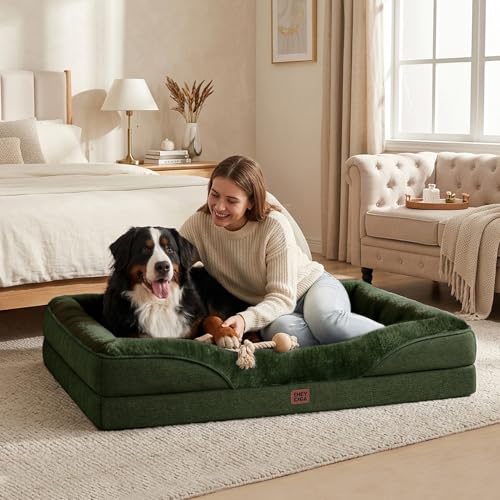 Orthopedic XXL Dog Bed for Large Dog (Dark green / 52x41x8)
