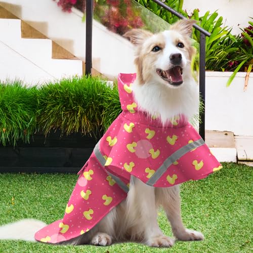 Large Dog Raincoat (Large / Pink Duck)