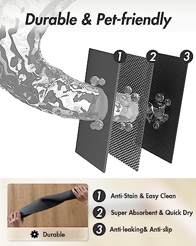 Absorbent Pet Feeding Mat (DARKGREY / 23"x34")