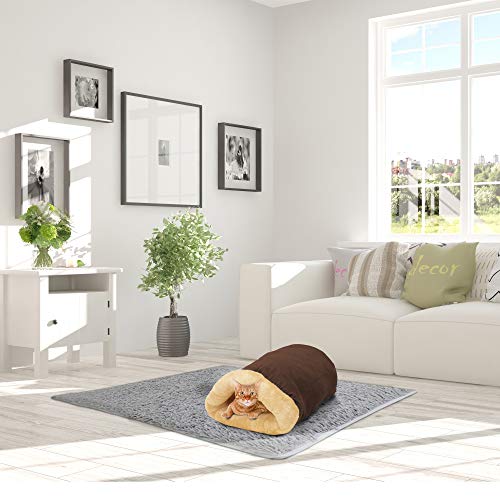 4 in 1 Self Warming Burrow Cat Bed Hideway Sleeping Cuddle Cave (Brown)