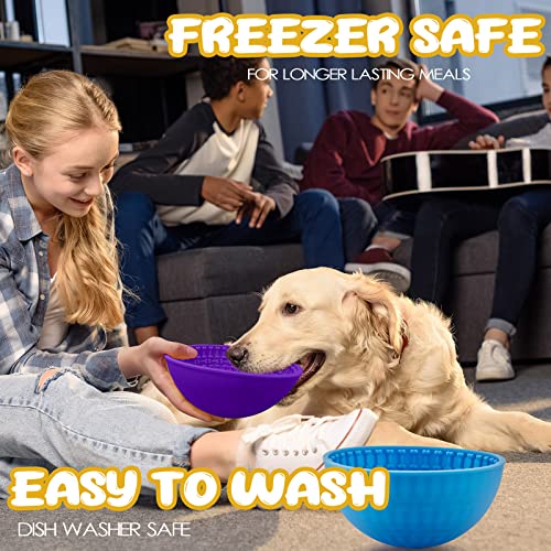 2 Pcs Dog Lick Bowl (Blue, Purple)