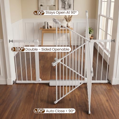 36 58" Extra Wide Baby Gate for Stairs (White / 36-58"W x 30"H)