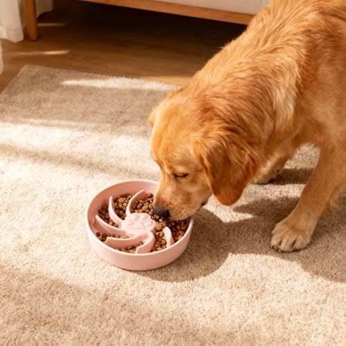 Ceramic Slow Feeder Dog Bowl (Pink)
