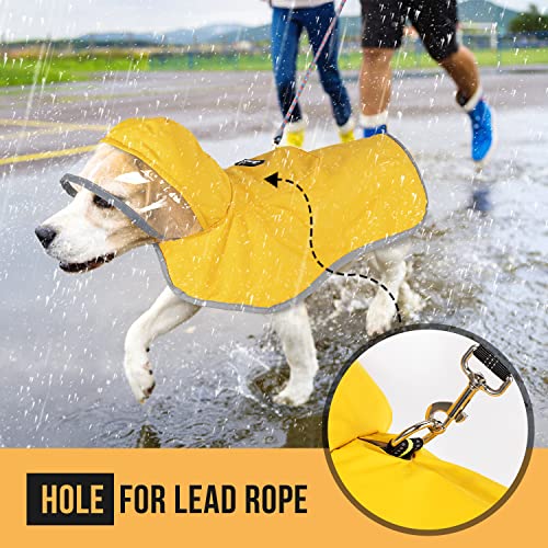Dog Raincoat Waterproof Dog Rain Jacket with Clear Hooded (Yellow / Small)