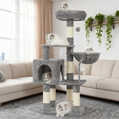 Cat Tree with Toy (43.3 inch / Light Gray)
