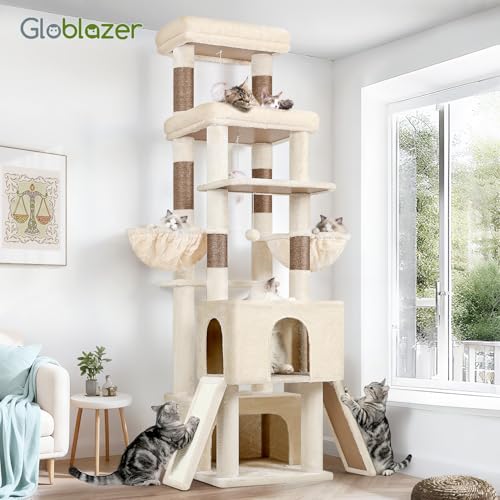 Z78 Heavy Duty Cat Tree for 20lbs Large Adult Cats (Beige / 78 inch)