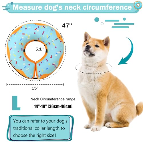 Recovery Donut Collar for Dogs & Cat (Blue / L(neck 14"-18"))