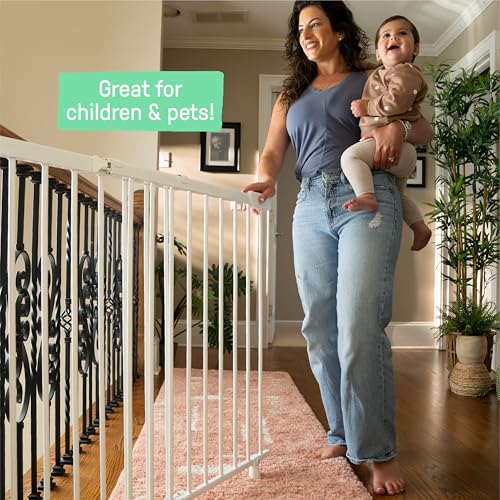 Stairway+ 46W Series Safety Pet and Baby Gate (White Metal)