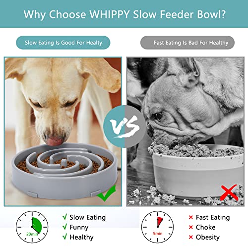 Slow Feeder Large Dog Bowls for Large Medium Dog Non Slip Maze Puzzle Bowl Pet Slower Food Feeding Dishes Interactive Bloat Stop Dog Bowl Preventing Choking Healthy Dog Bowl (Large / E-light gray)