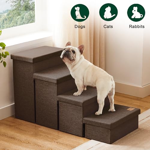 Dog Stairs for High Bed (Coffee / 37.4" X 17" X 21.3" H)