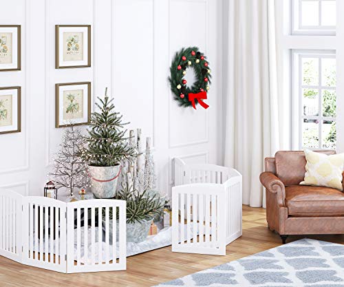 Wooden Freestanding Foldable Pet Gate for Dogs (White / 24" Height-3 Panel)