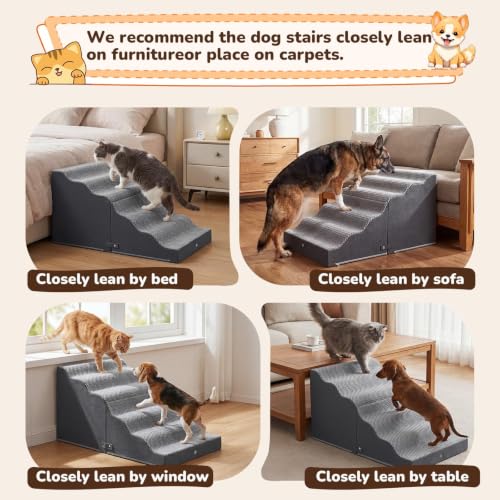 Dog Stairs for Bed Up to 90 lb (Grey)