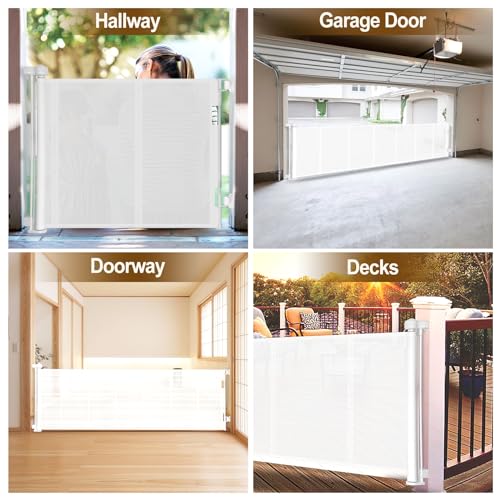 150 inch Reinforced Retractable Baby Gates 34 inch Tall (White / 34" Tall x 150" Wide)