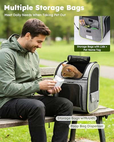 Cat Backpack Expandable (Grey / 12.6"L x 10.2"W x 16.5"H)