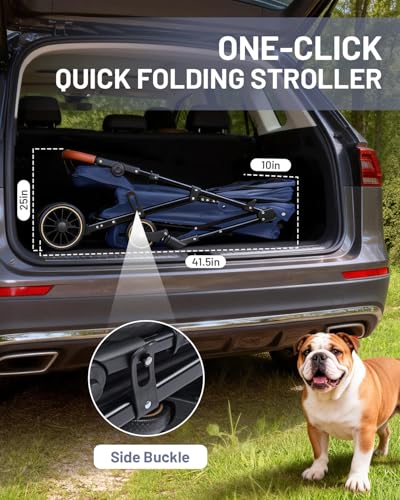 Dog Stroller for Medium & Large Dogs Up to 66 lbs (Navy Blue)