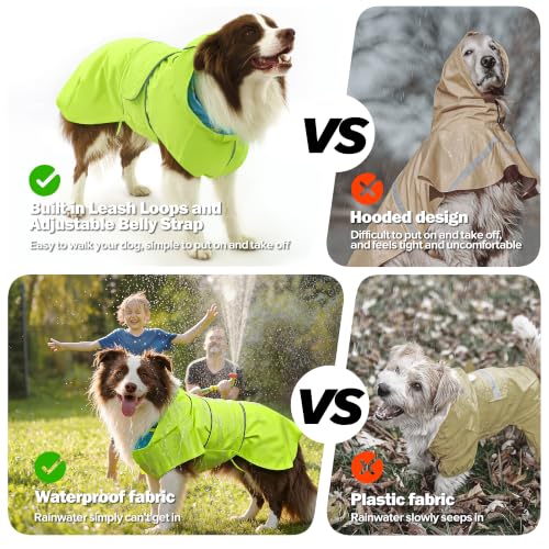 Dog Raincoat Reversible Dog Rain Jacket (Neon Green / 2X-Large)