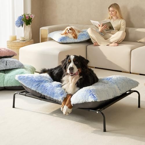 Fluffy Dog Crate Bed (Blue / 47 x 35)