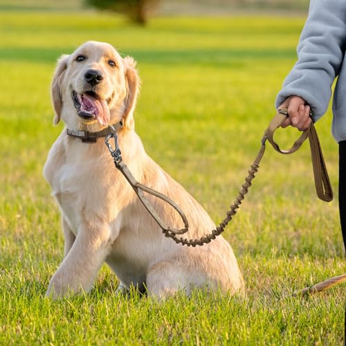 5 6FT Military Bungee Dog Leash Adjustable Elastic (Coyote Brown)