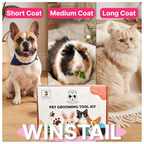 Pet Hair Removal Glove & Dog Brush for Shedding Bundle (PINK)
