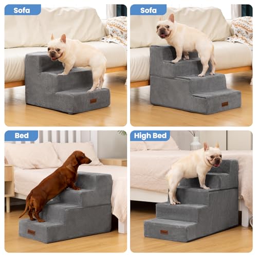 Dog Steps for Bed & Couch (Grey / 4-Step 18.5" H)