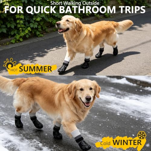 Non Slip Dog Socks for Hardwood Floors to Prevent Licking Paw XS (X-Small(6 Pack) / Black)