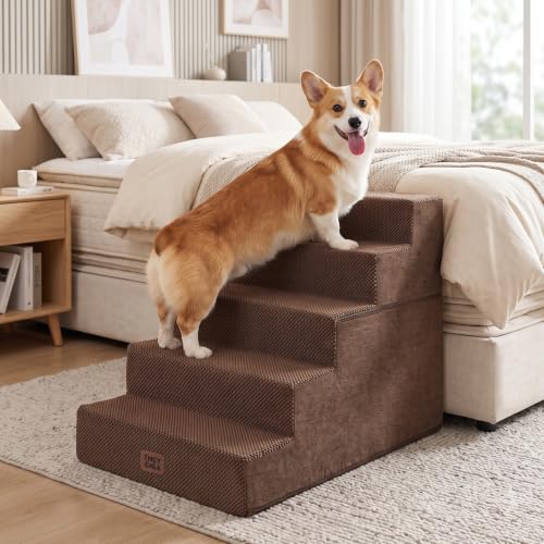 Dog Stairs for Bed 22.5" H (Brown / Extra Wide 17.7" x 35" x 22.5")