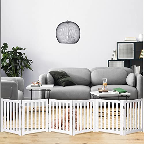 Wooden Free Standing Dog Gate 120" W x 24" H (White / 120"W x 24"H)