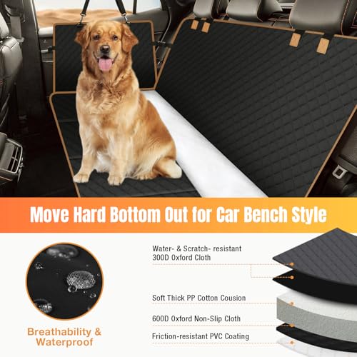 Hard Bottom Dog Car Seat Cover for Back Seat (For Cars/ Mid-Size SUV/ Small Truck / Black)