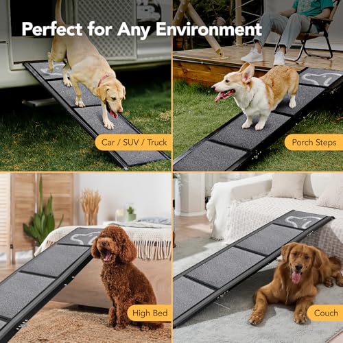 Dog Ramp for Cars (71" L x 17.2" W with Dog Pattern Upgraded)