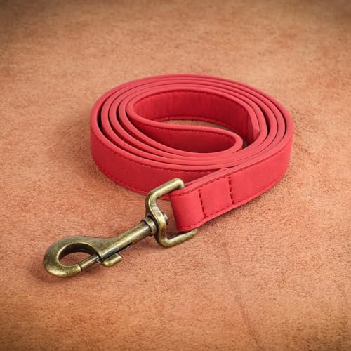 PU Leather Dog Leash for Small Dogs (Red / 3/4''x 4FT)
