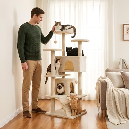 54" Cat Tree Tower (Beige)