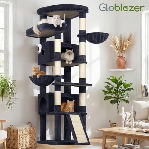 80in Tall Extra Large Heavy Duty Corner Cat Tree Tower (Dark Grey)