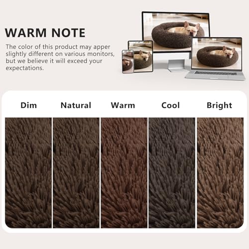 Orthopedic Dog Bed Comfortable Donut Cuddler Round Pet Beds Ultra Soft Washable Dog and Cat Cushion (S-PLUS(27''x 27'') / Chocolate)