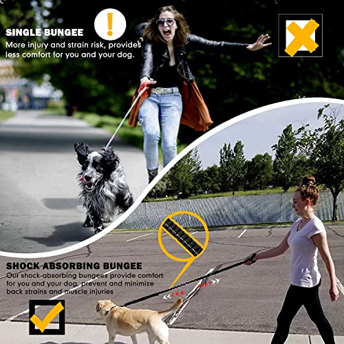 Heavy Duty Bungee Dog Leash with Locking Carabiner for Large Dogs (Navy Blue)
