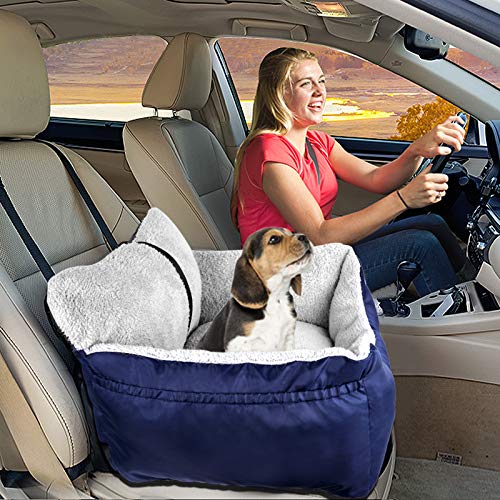 Dog Car Seat for Small Dogs & Cats Under 25 lbs (Blue / Small)