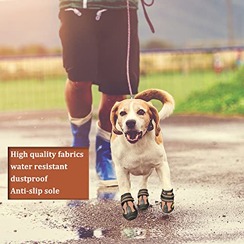 Dog Boots & Paw Protectors Non (Size 2: (2.4''x1.7'')(L*W) for 14-27 lbs / Brown)