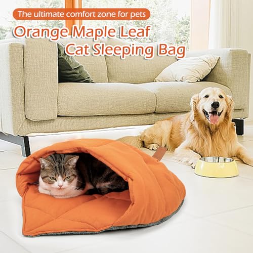 Cat Sleeping Bag Cave Bed with Non (Orange / M)