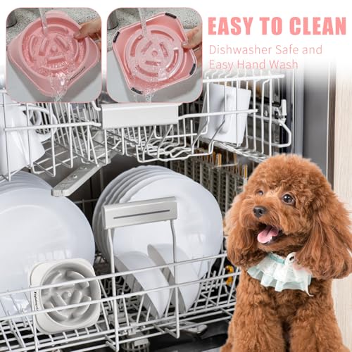 2 Pack Slow Feeder Dog Bowls for Small Dogs (Small / Pink and Grey)