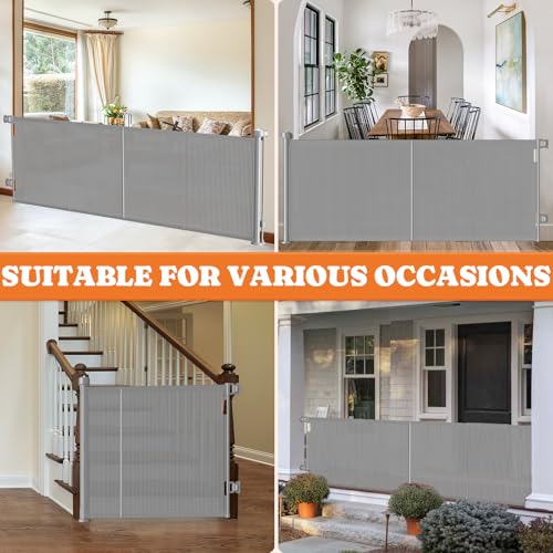 Upgrade Retractable Baby Gates (Gray / 35" Tall x 60" Wide)