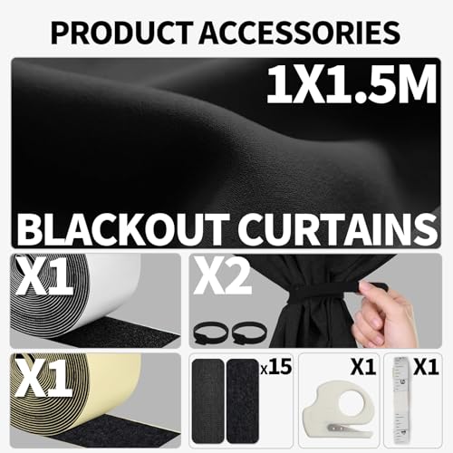 Blackout Window Cover (Black / 57"W x 79"L (Pack of 1))