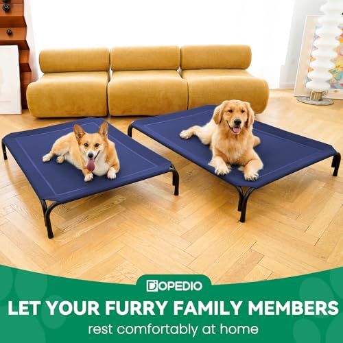 Elevated Dog Bed Outdoor Cooling Raised Cot for XL Dogs (XXL-53.9"L×35.8"W×7.9"Th / Blue)