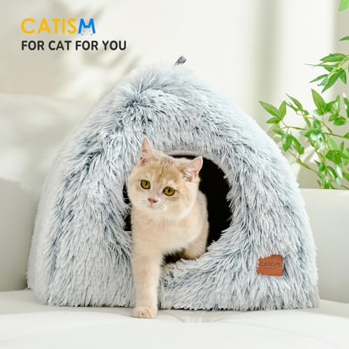 Cat Bed Cat Cave for Indoor Cats (Gray / M(15.7 x 15.7 x 15.7 Inch))