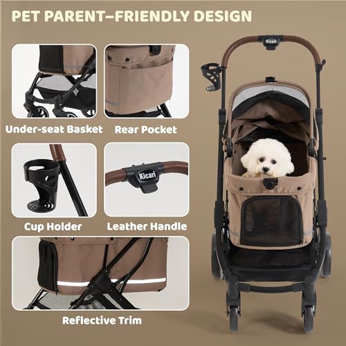 All Terrain Dog Stroller for Small to Medium Dogs (Mocha Brown)