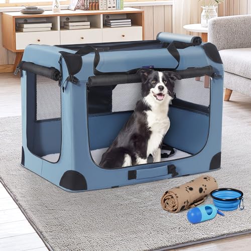 Portable Dog Crates for Medium Dogs (Blue / 32.0"L x 23.0"W x 23.0"H)