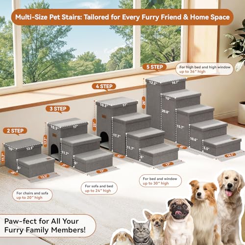 Dog Stairs with Storage (Grey With Condo / 3)