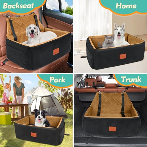 Dog Car Seat for Large Medium Sized Dogs (Black/brown)