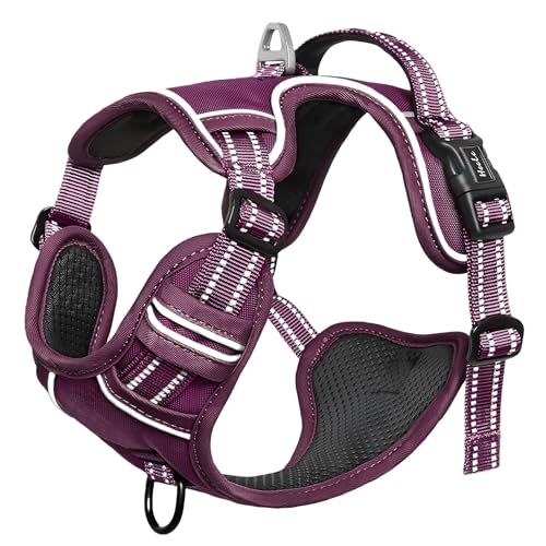 Dog Harness for Small Dogs No Pull Dog Vest Harness for Small Dog with Soft Padded Handle Reflective for Outdoor Training (S / Purple(Matching Trim))