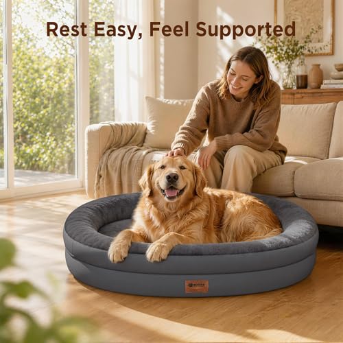 Waterproof Orthopedic Dog Bed for Medium Dogs (Dark Grey / 35"L x 25"W x 7"Th)