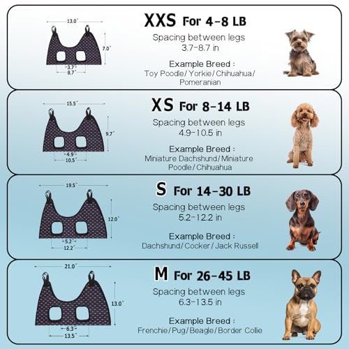 Dog Grooming Hammock for Nail Trimming (M( Max 48 Lb:Leg space: 6.3"-13.5") / Blackcurrant)
