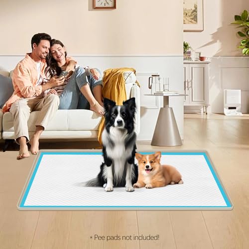 Pee Pad Holder for Dogs 51''x25.6'' Silicone Puppy Pee Pad Tray (Beige)